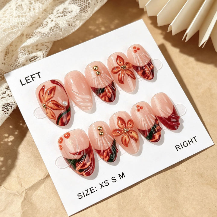 3D Floral Press-On Nail Art Set