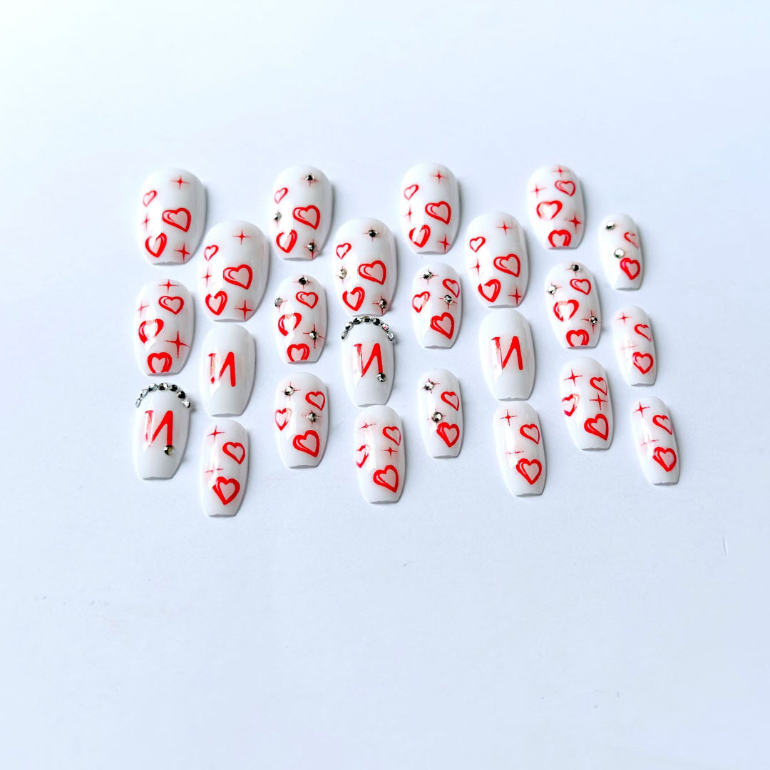 Artistic Heart and Gem Nail Art Set