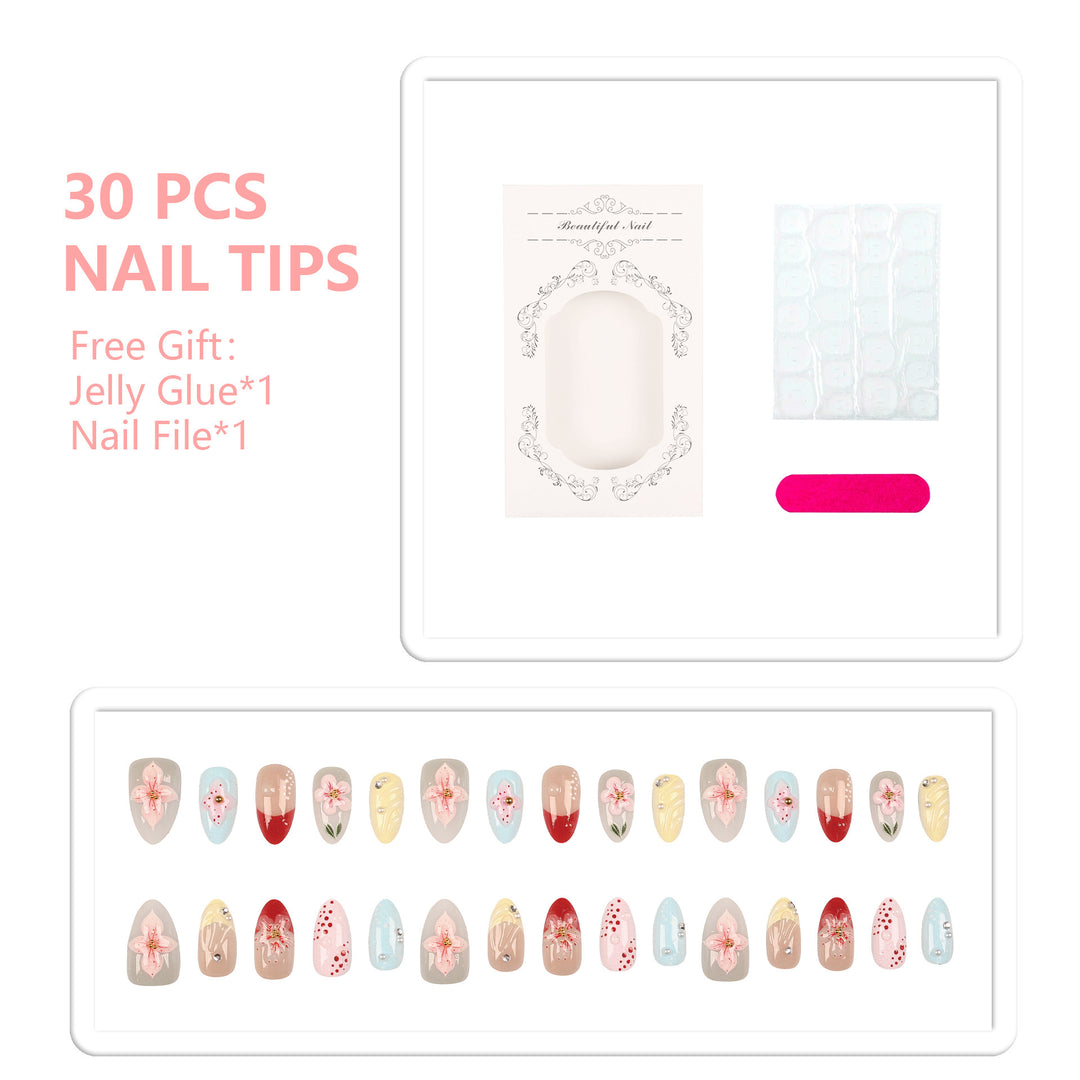 Artistic Floral Press-On Nail Set