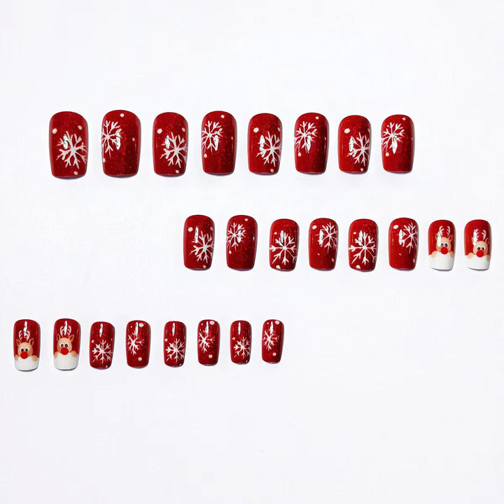 Artificial nails with festive reindeer design Stornfield