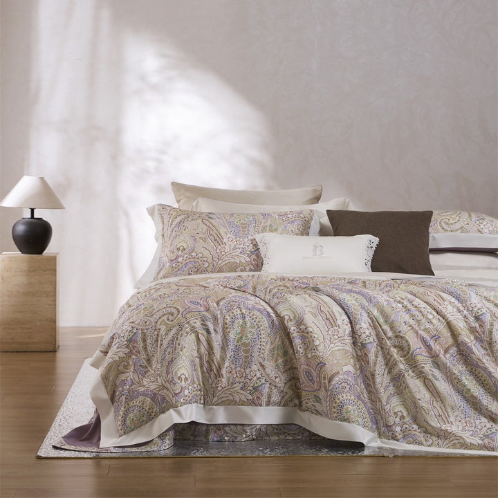 Floral Cotton-Sateen Duvet Cover Set with Tailored Hem and Euro Shams
