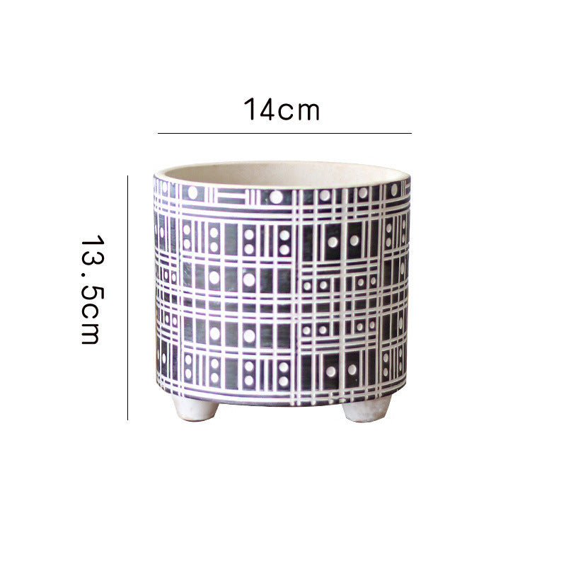 Decorative plant pot with geometric pattern Stornfield