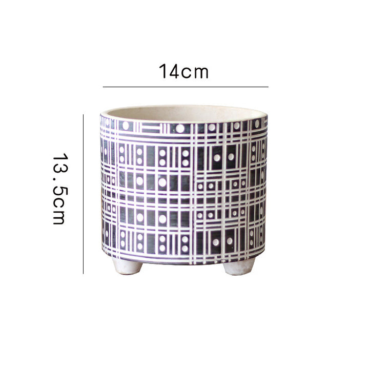 Decorative plant pot with geometric pattern Stornfield