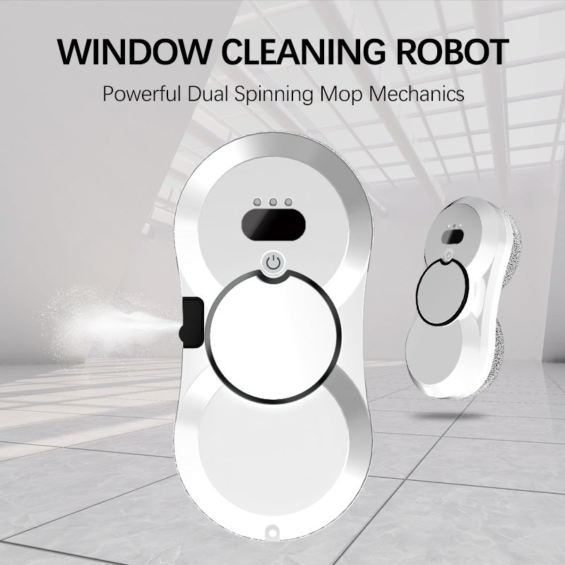 robotic window cleaner with dual spinning microfiber mops and spray function Stornfield