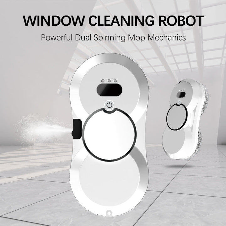 robotic window cleaner with dual spinning microfiber mops and spray function Stornfield