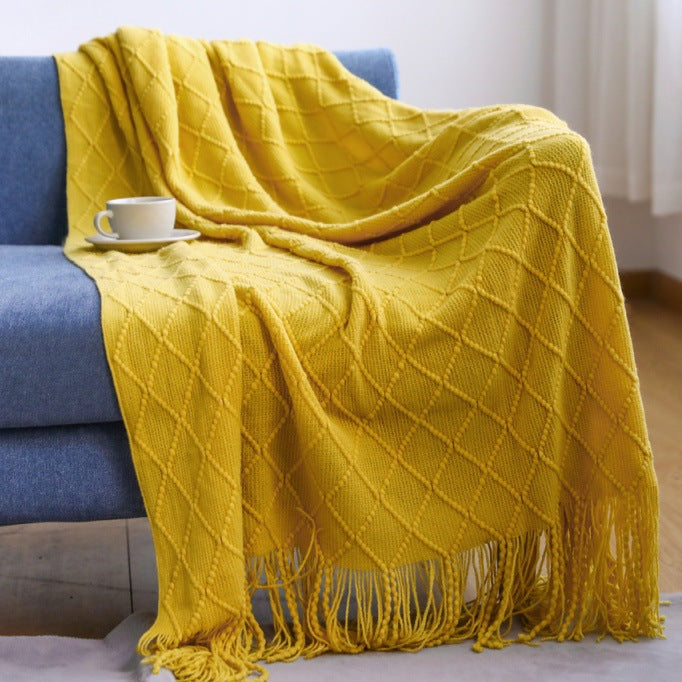 Women’s knitted blanket with textured wave pattern Stornfield