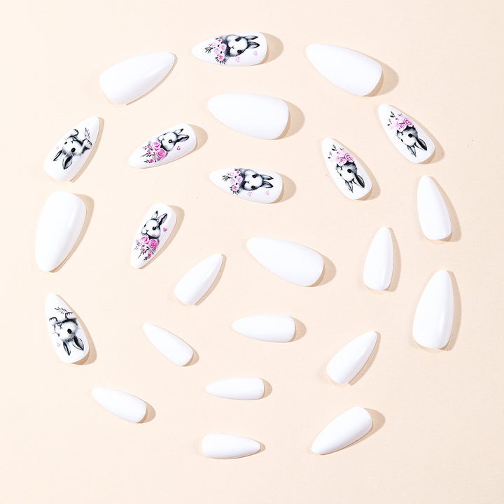 Creative Bunny-Themed Acrylic Nail Art Extensions Stornfield