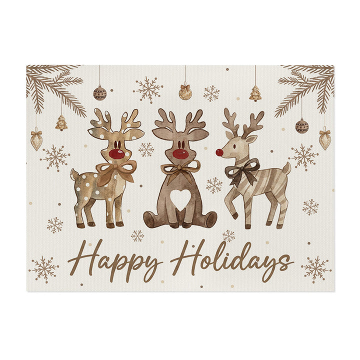 Festive Cotton-Linen Holiday Banner Tapestry with Illustrated Pine Trees and 'Merry Christmas' Script