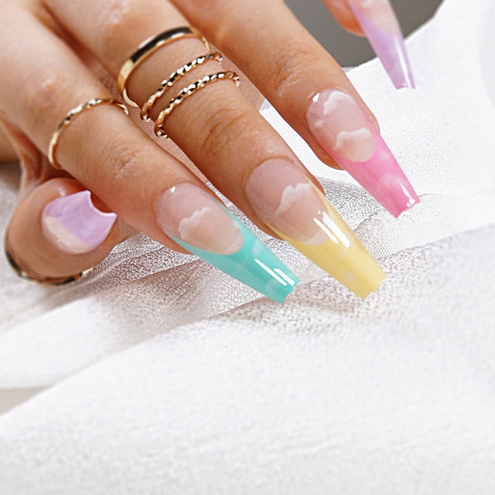 Artistic Acrylic Nails with Cloud Design Stornfield