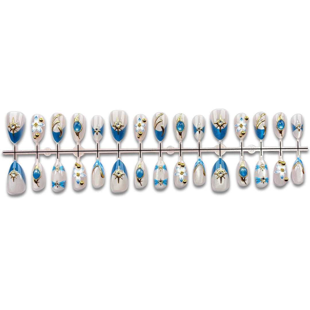 Artistic Jewel-Embellished Nail Set