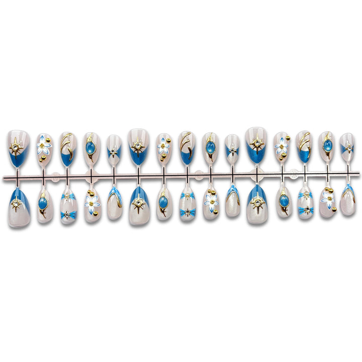 Artistic Jewel-Embellished Nail Set