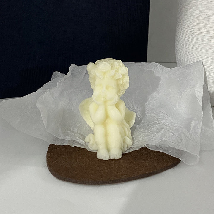 Hand-Poured Sculptural Cherub Angel Decorative Wax Candle