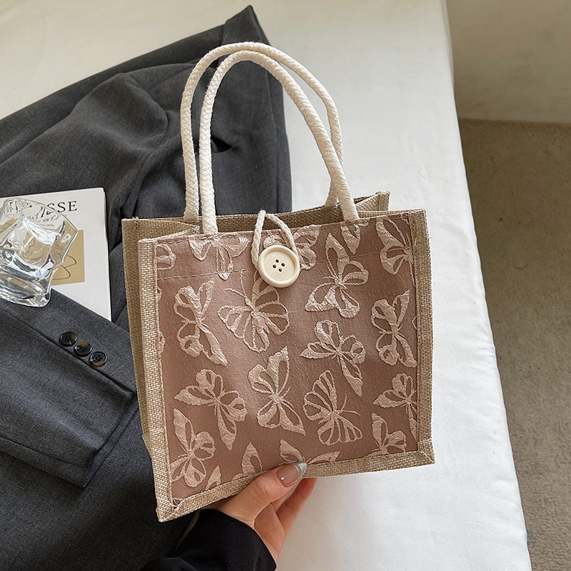 Butterfly Embroidered Fabric Tote