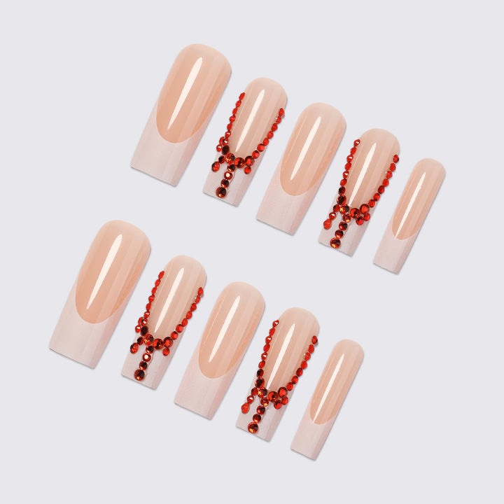 Decorative Press-On Nails with Gem Accents Stornfield