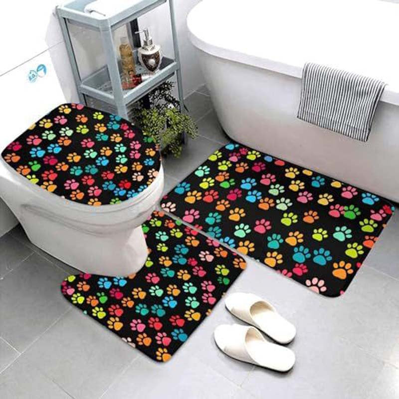 Geometric Pattern Bathroom Mat Set
