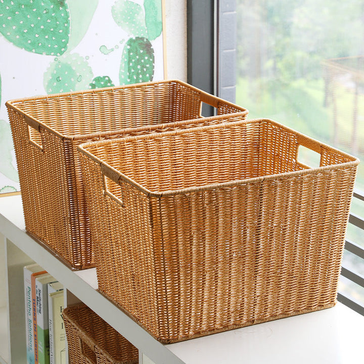 Rectangular Woven Storage Bin with Ergonomic Handles Stornfield