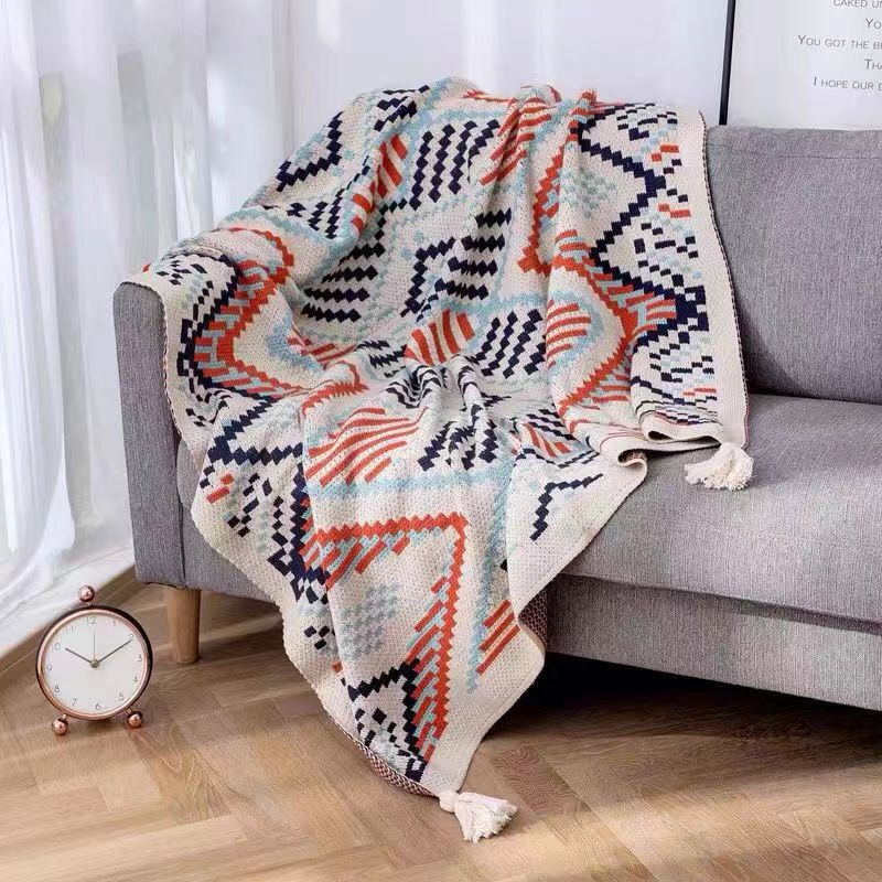 Geometric Knit Throw Blanket