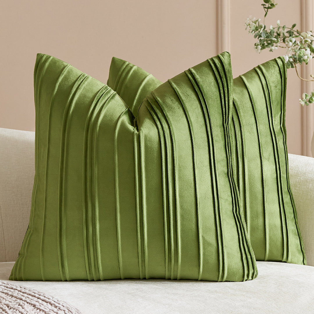Velvet Pintuck Pleated Square Throw Pillow Cover