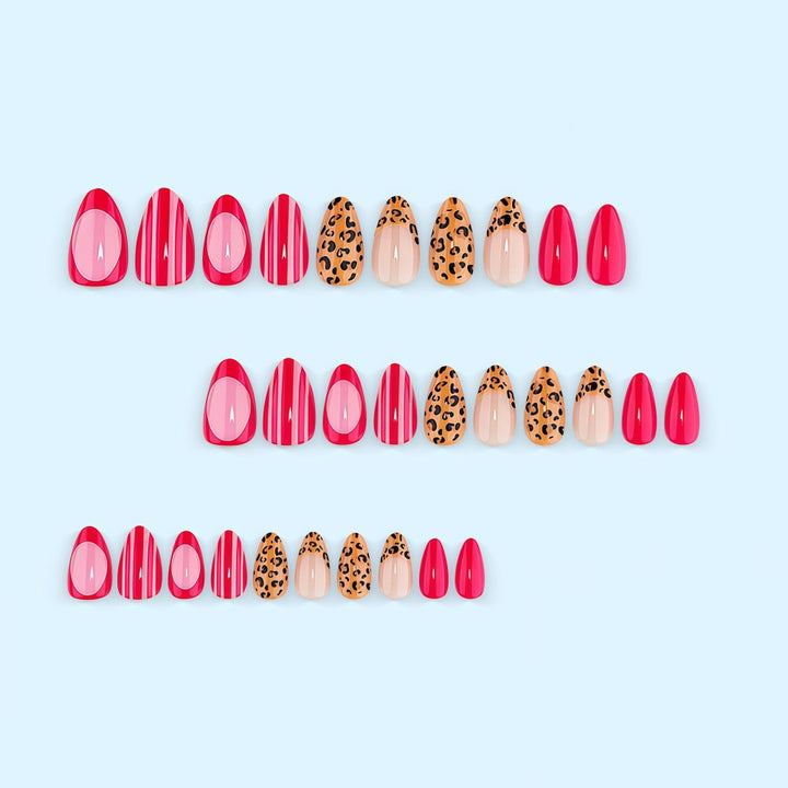 Artificial nails with trendy leopard and striped decorations Stornfield