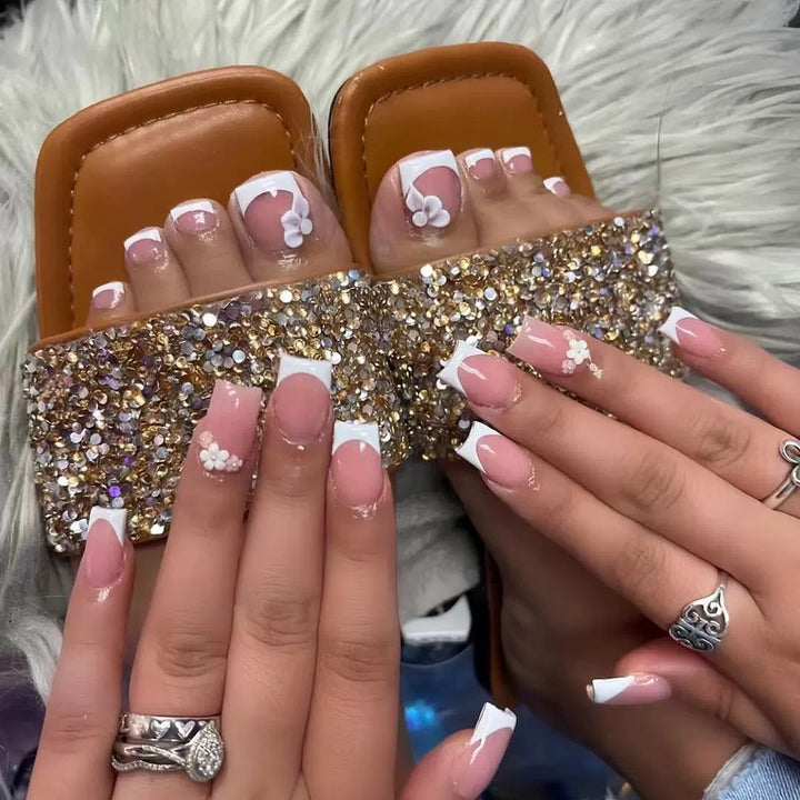 Elegant French Tip Press-On Nail Art Set Stornfield