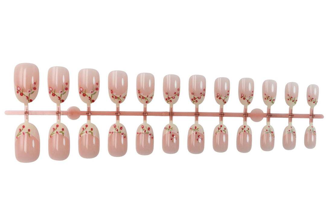 Artificial nail set with delicate rose accents Stornfield