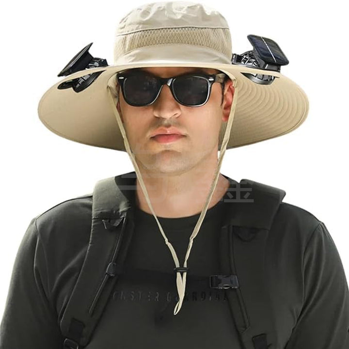 sun hat with solar-powered fan and wide brim Stornfield