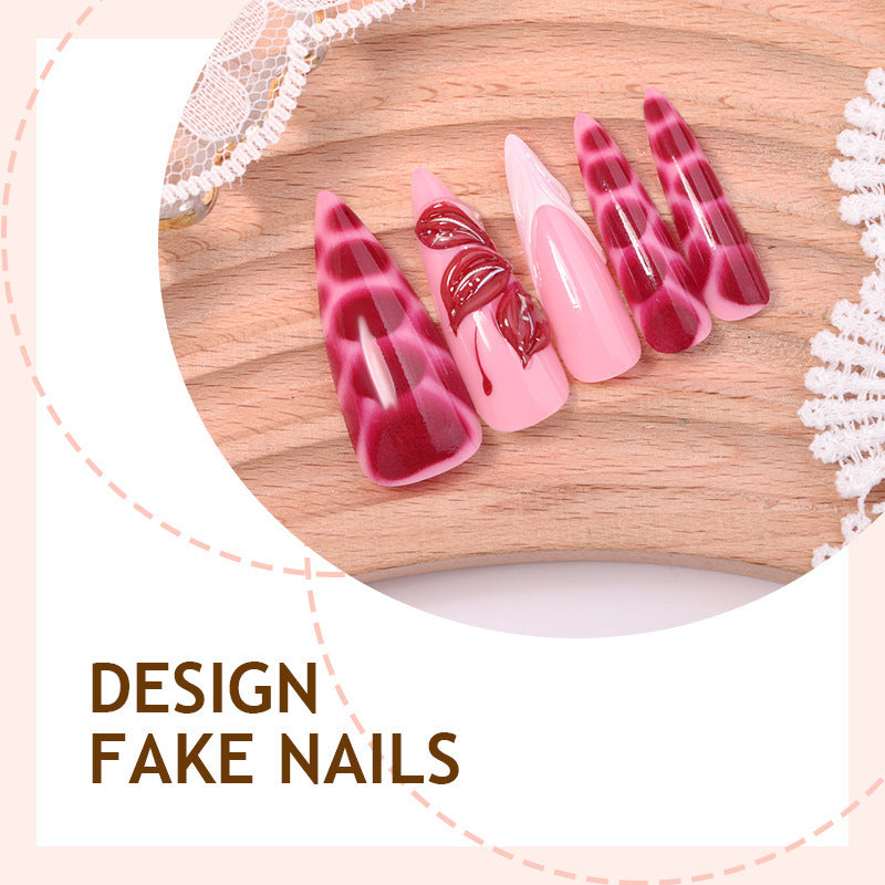 Artificial nail creations with creative patterns and glitter accents Stornfield