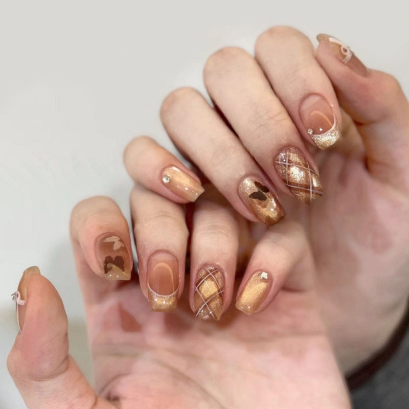 Decorative Press-On Nail Set with Star and Bow Designs Stornfield