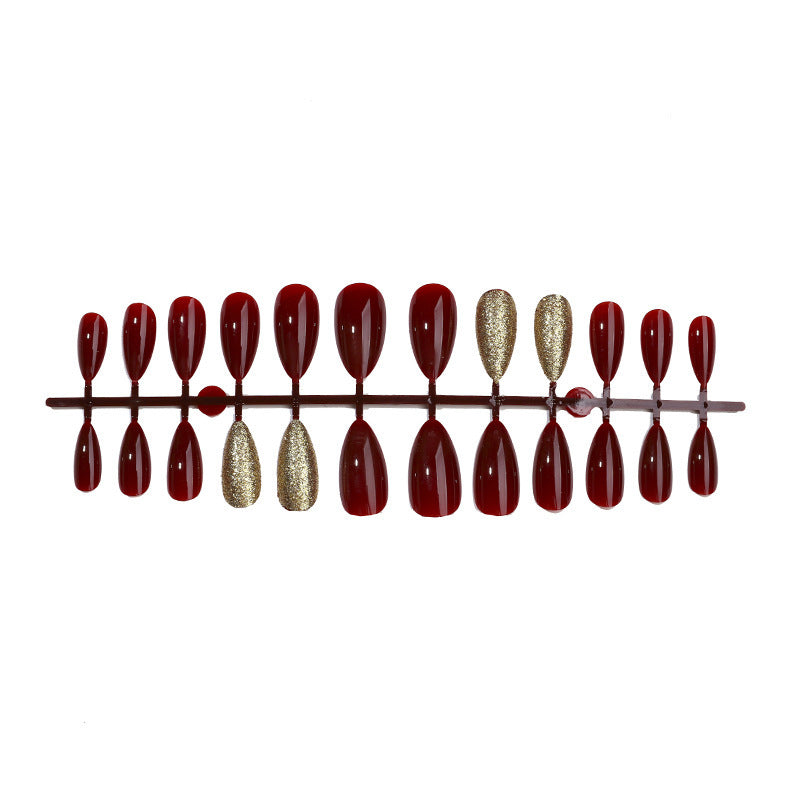 Acrylic nail set with extravagant glitter and classic design Stornfield