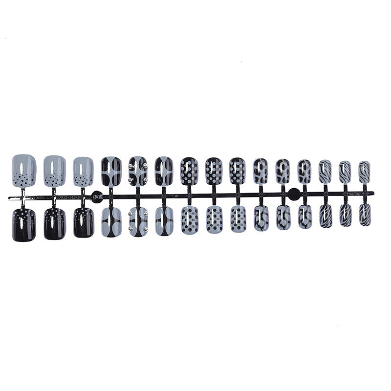 Acrylic nail set with stylish black and gray tones Stornfield