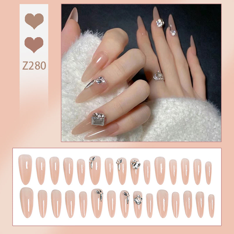 Glamorous and Elegant Artificial Nails with Crystal Accents Stornfield