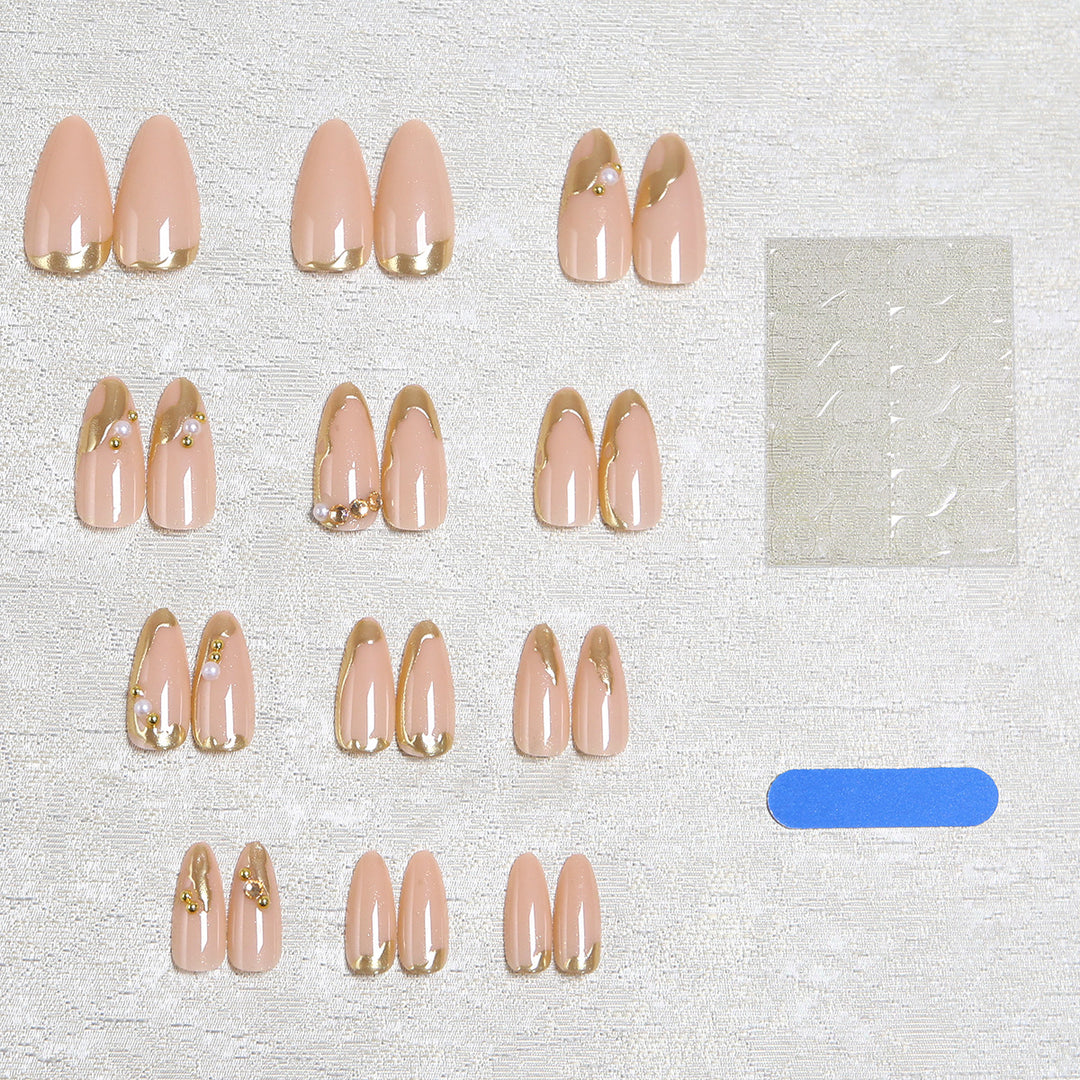 Elegant artificial nails with golden accents Stornfield