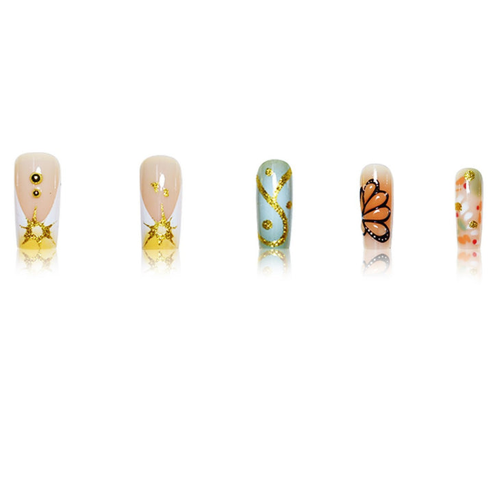 Artistic Butterfly-Themed Press-On Nail Set Stornfield