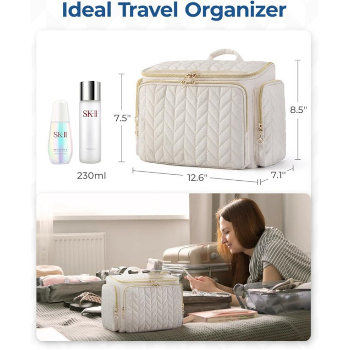Cosmetic Organizer Bag with Structured Quilting Stornfield