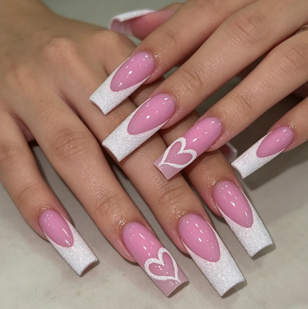 Glamorous Heart Design Acrylic Nail Extensions Stornfield