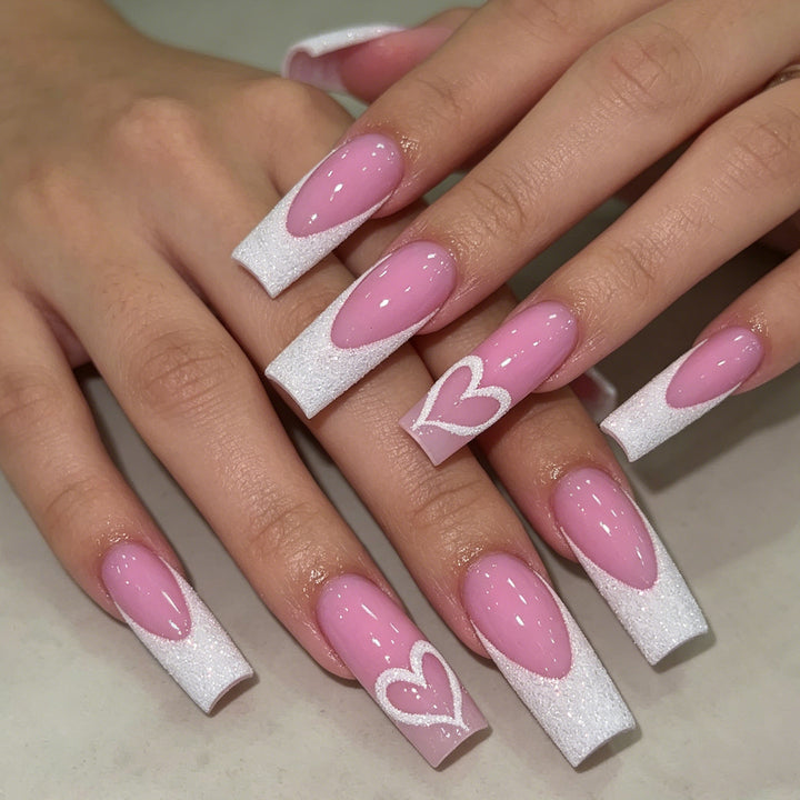 Glamorous Heart Design Acrylic Nail Extensions Stornfield