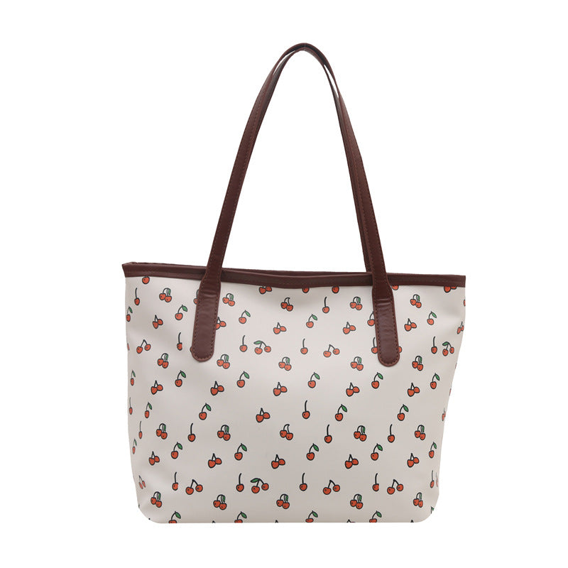 Trendy Cherry Print Tote Bag