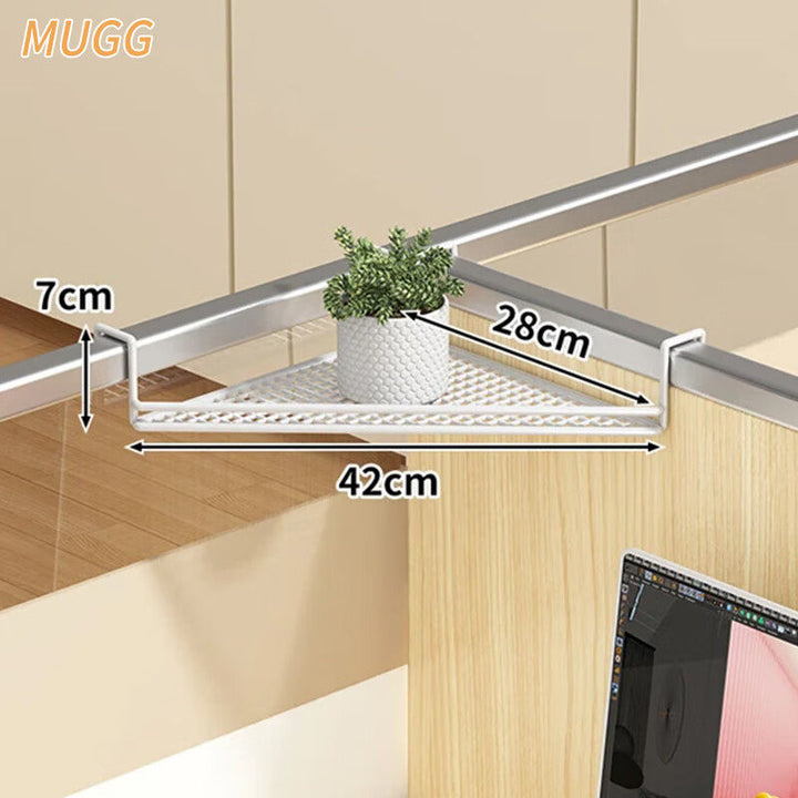 Over-Partition Mesh Hanging Shelf Organizer for Desk Cubicle with Metal Hooks
