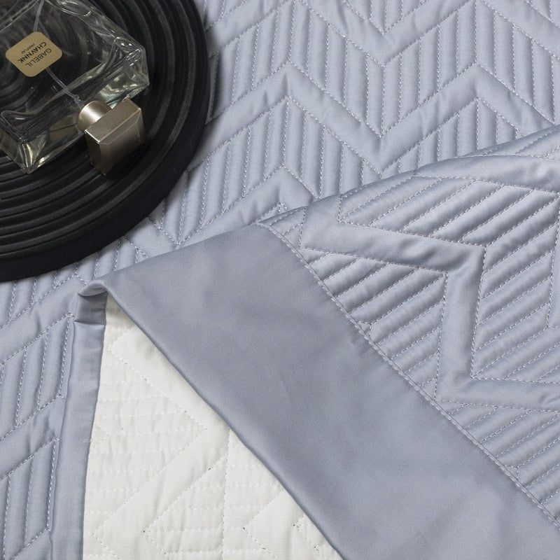 Quilted Chevron Bedspread Set with Reversible Coverlet and Pillow Shams