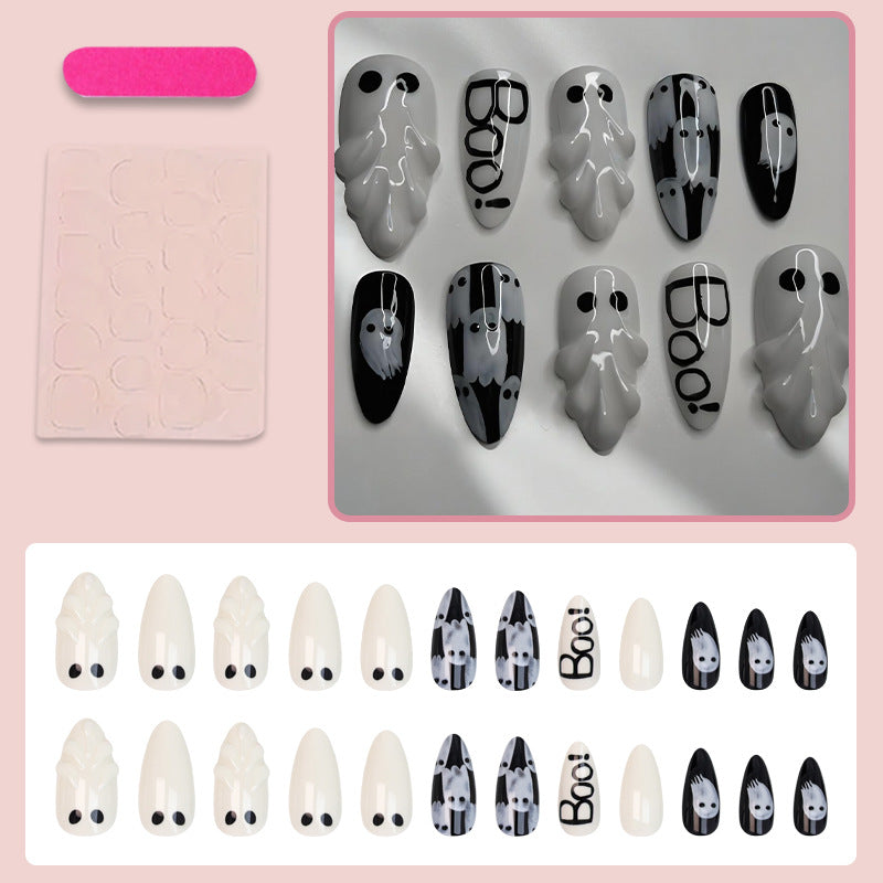 Nail art set with creative ghost designs Stornfield