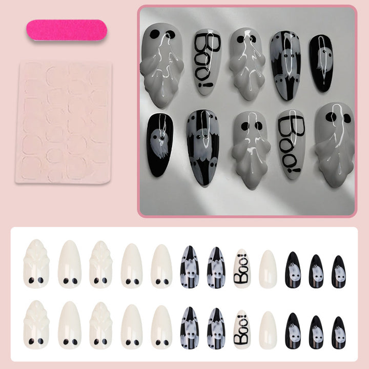 Nail art set with creative ghost designs Stornfield