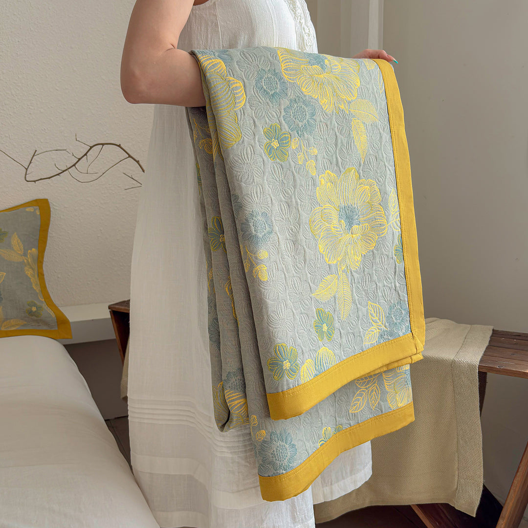 Quilted Lightweight Cotton-Blend Reversible Bedspread with Matching Pillow Shams