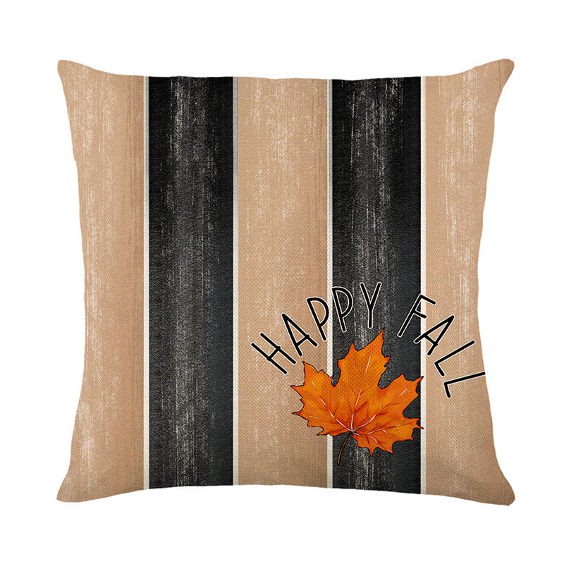 Decorative Throw Pillow Autumn Pumpkin Illustration with Thankful Script
