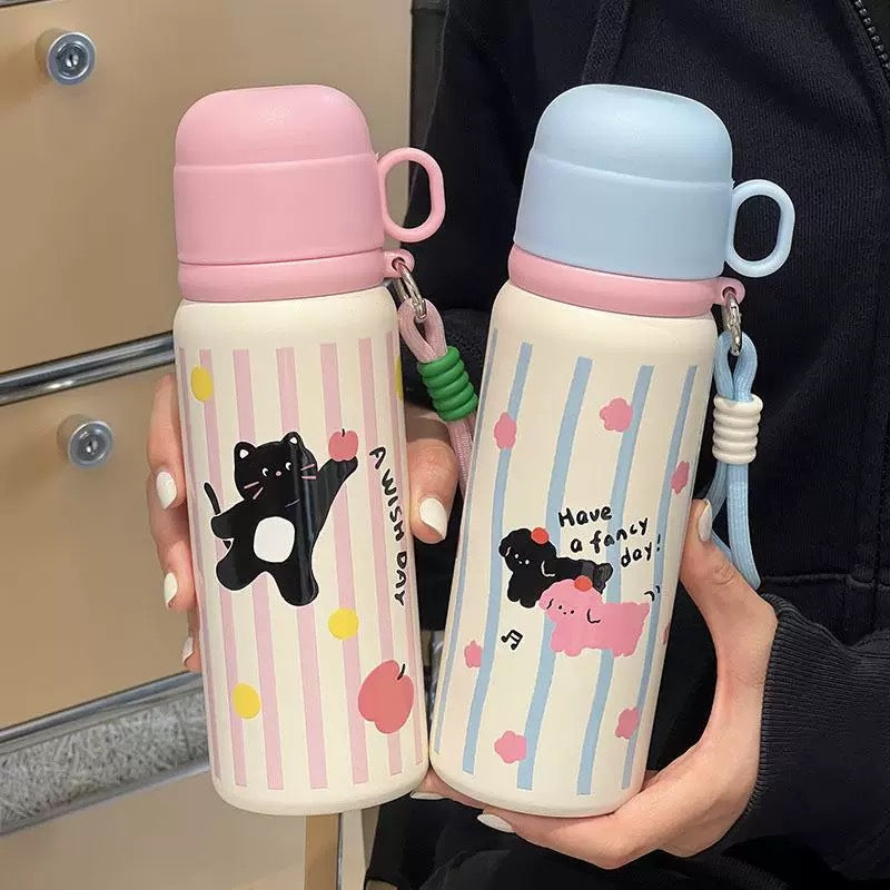 Women's Insulated Water Bottle with Secure Carry Handle and Creative Animal Design Stornfield