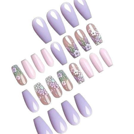 Floral Themed Acrylic Nail Art Enhancements Stornfield