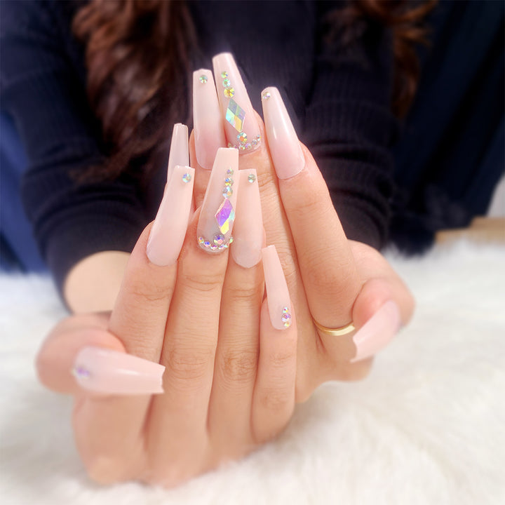 Glamorous nail extensions with rhinestone embellishments Stornfield