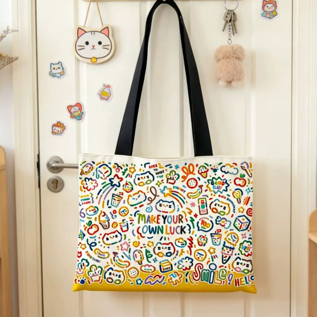 Trendy Illustrated Canvas Tote Bag