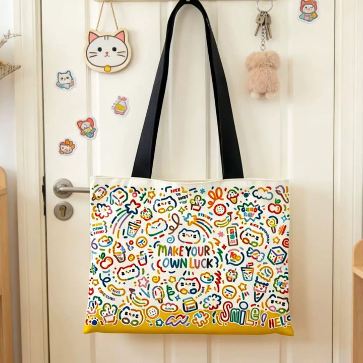 Trendy Illustrated Canvas Tote Bag