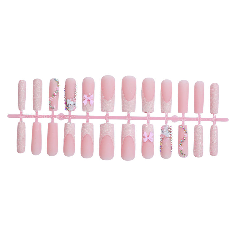 Decorative Premium Press-On Nail Set with Rhinestone and Bow Accents Stornfield