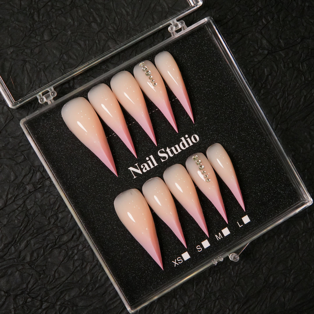 Stiletto Press-On Nail Enhancements with Rhinestone Accents